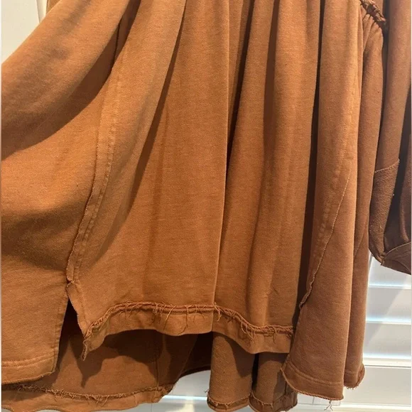 Rust Brown Babydoll Sweatshirt Dress C&V CHELSEA & Violet large - Picture 12 of 14